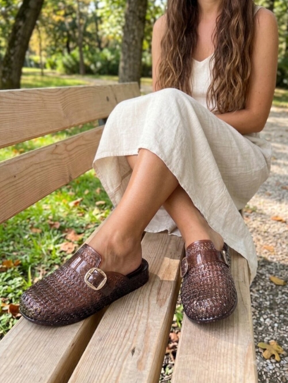 Nwt Wild Diva Cinnamon Brown Woven Jelly Clogs Sz 7